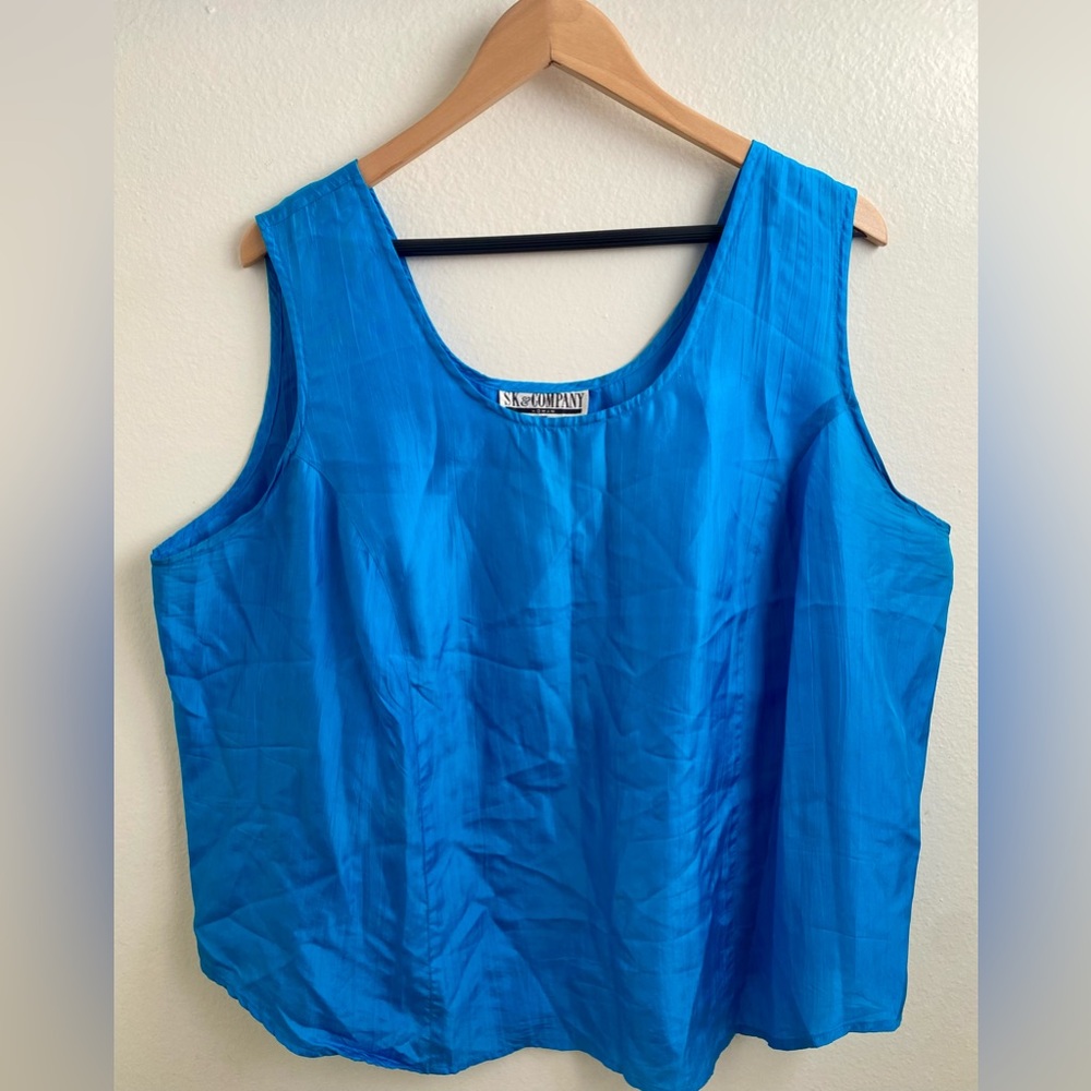 Turquoise 2X Women’s 100% Silk Top